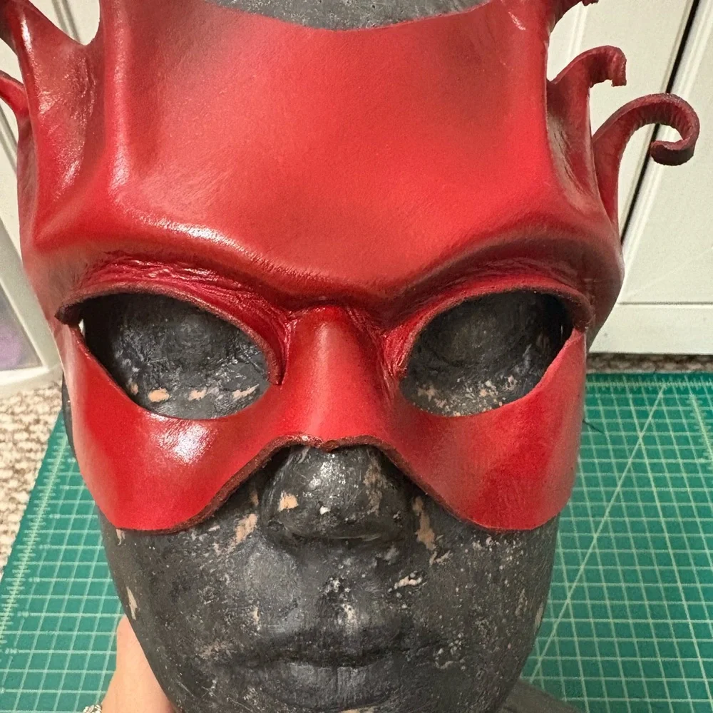 Red Leather Masquerade Mask